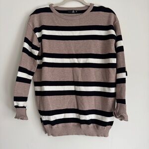 Tan black and white stripe sweater